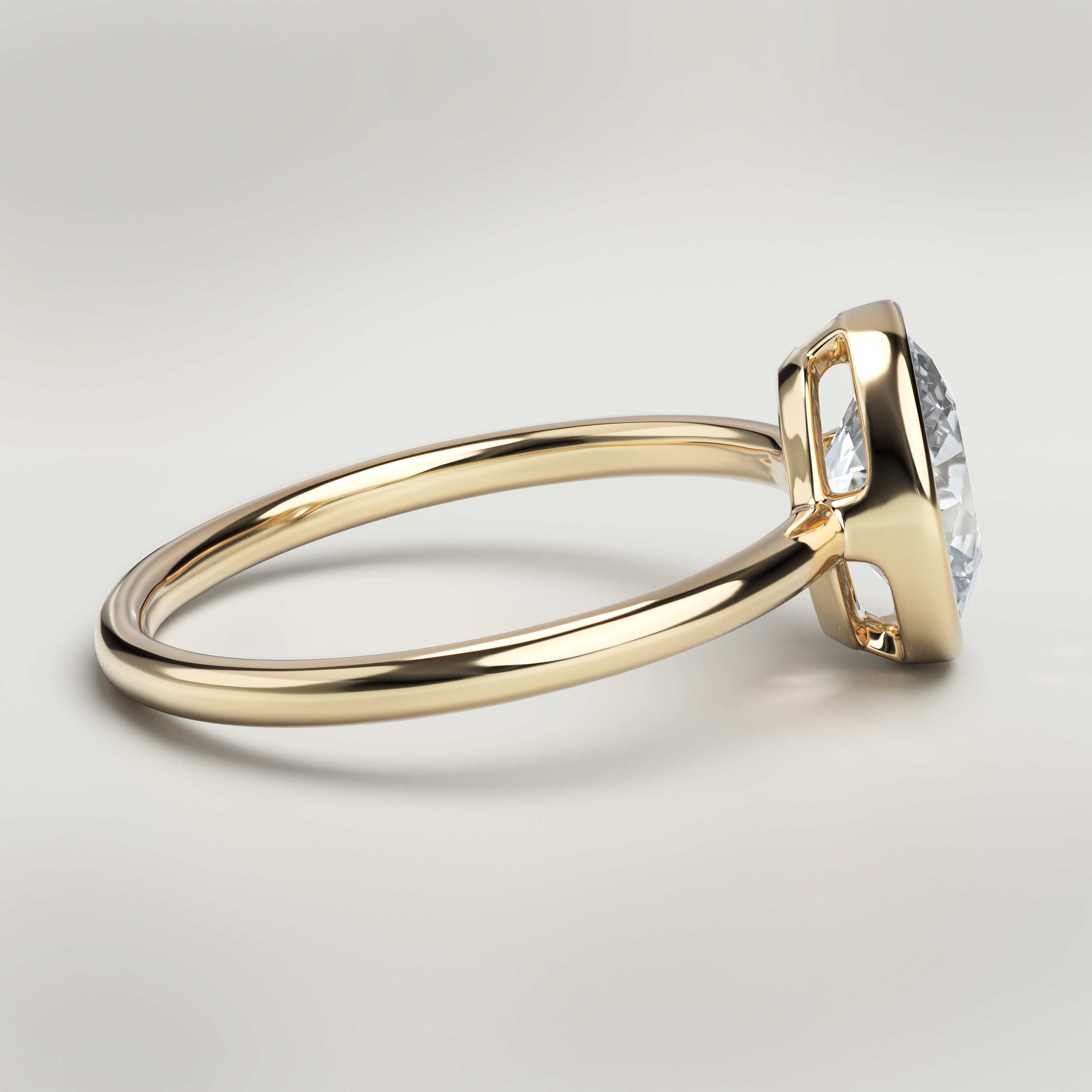 1.5 ct Oval Bezel Ring – 14K Yellow Gold