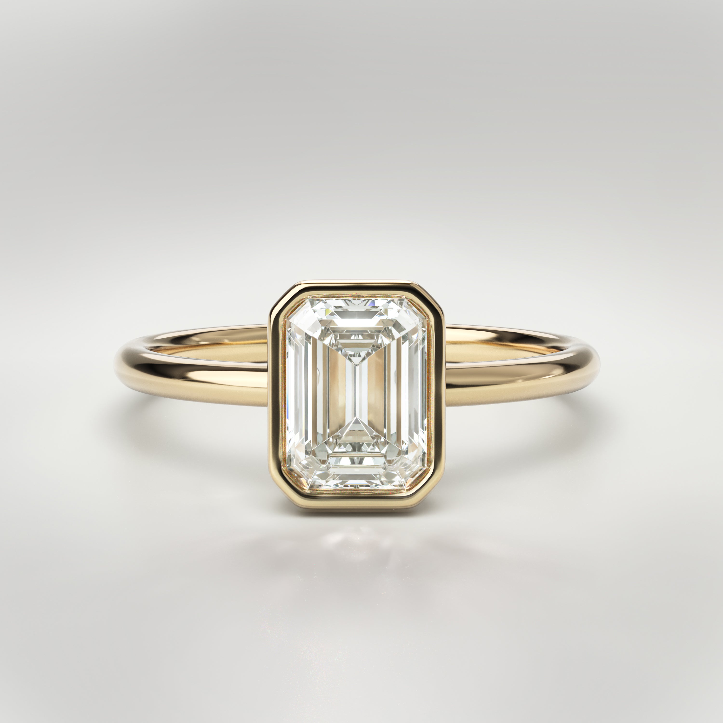 1.5 ct Emerald Bezel Ring – 14K Yellow Gold