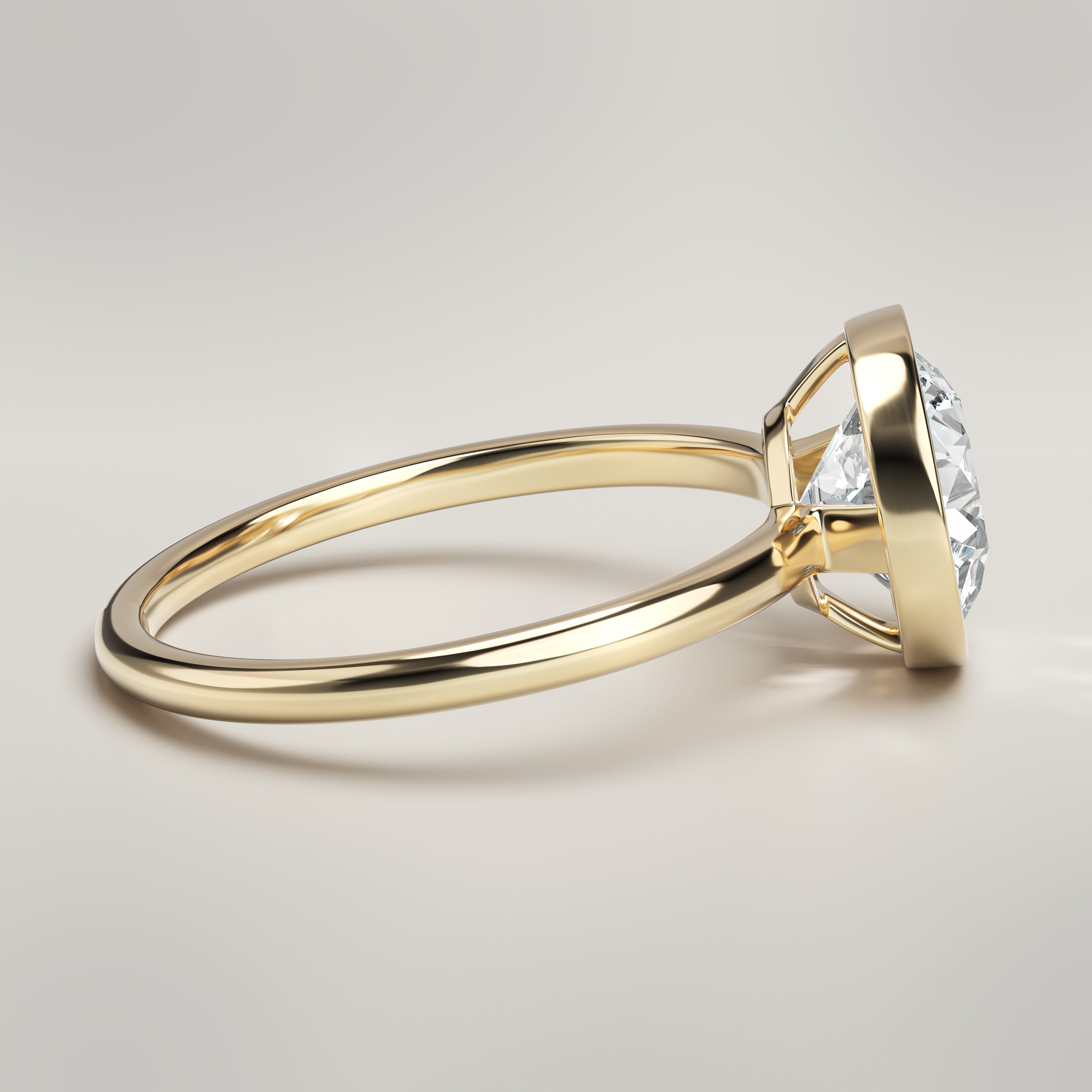 1.5 ct Round Bezel Ring – 14K Yellow Gold