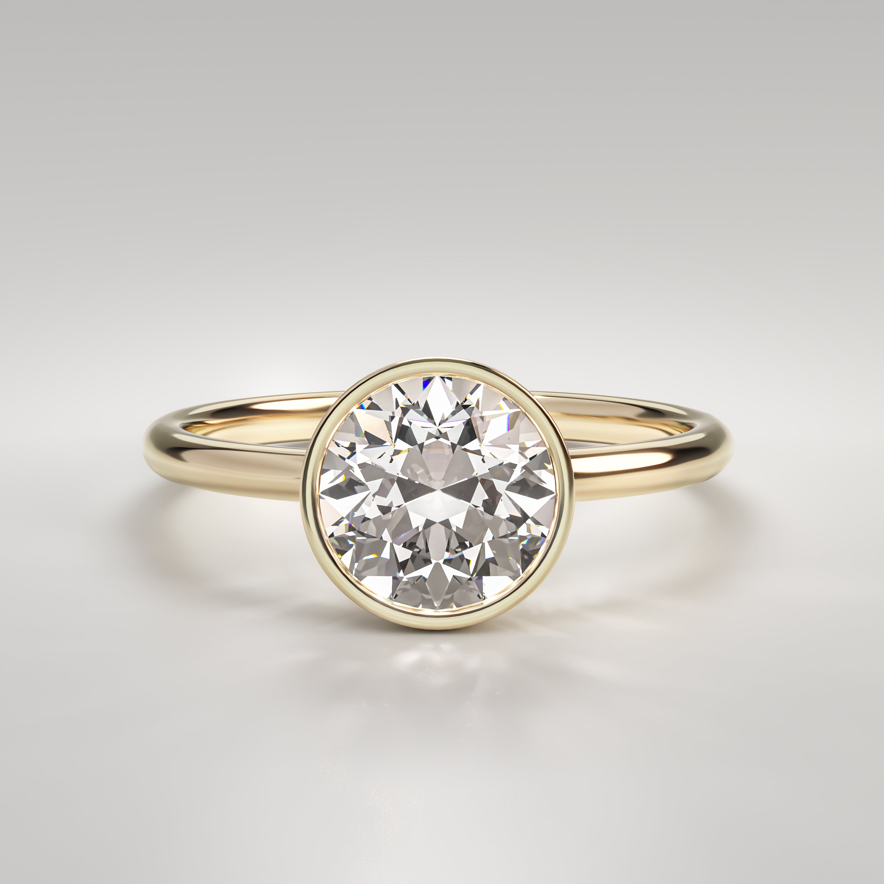 1.5 ct Round Bezel Ring – 14K Yellow Gold