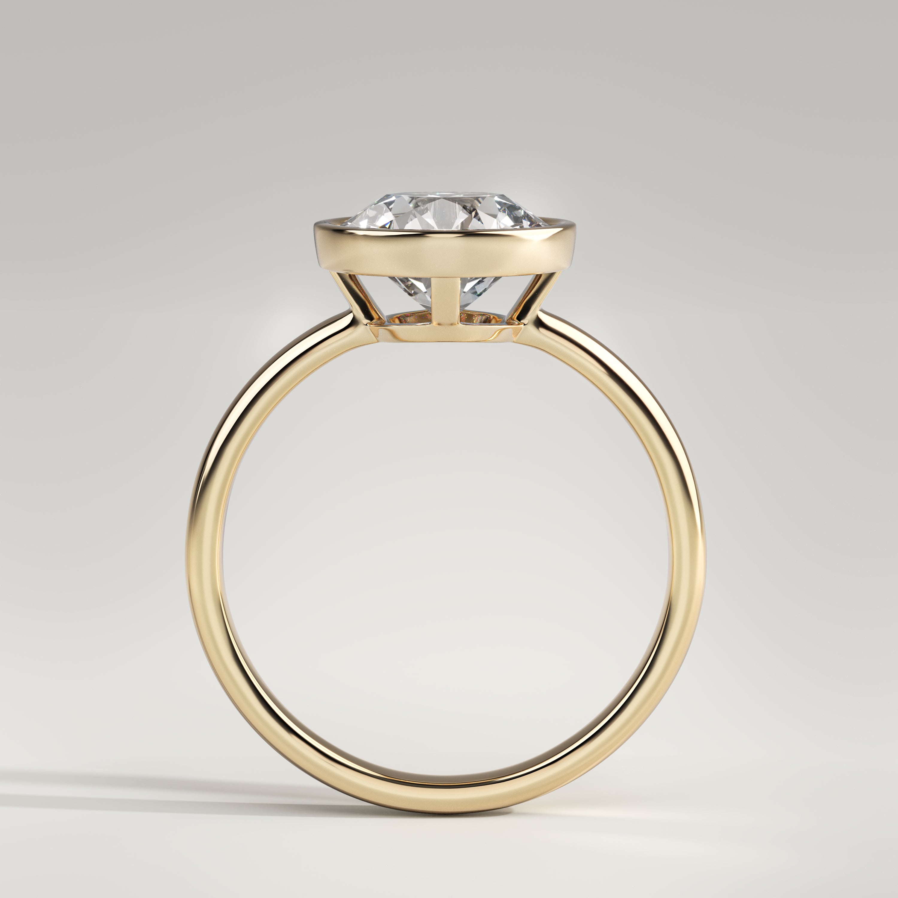 1.5 ct Round Bezel Ring – 14K Yellow Gold