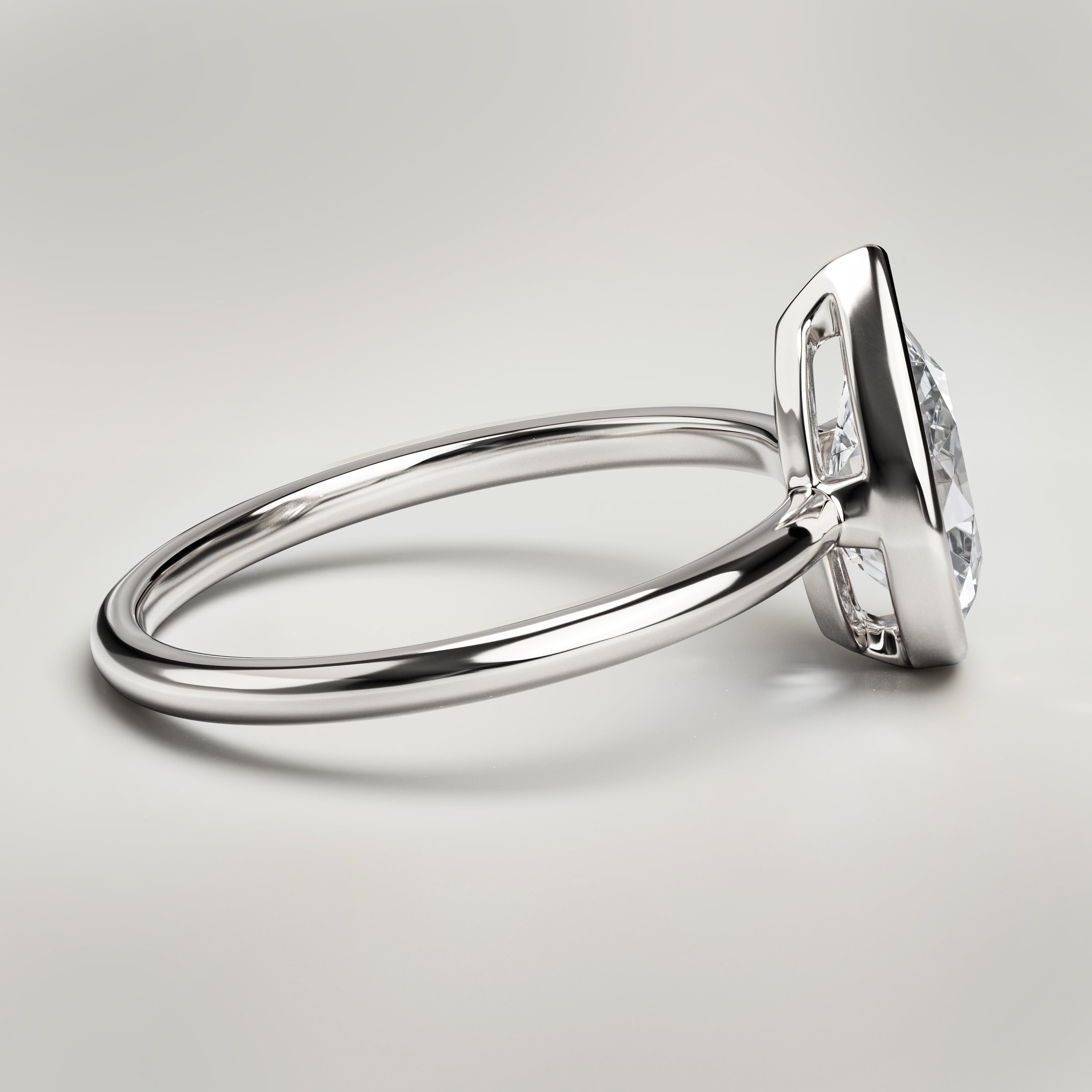 1.5 ct Pear Bezel Ring – 14K White Gold