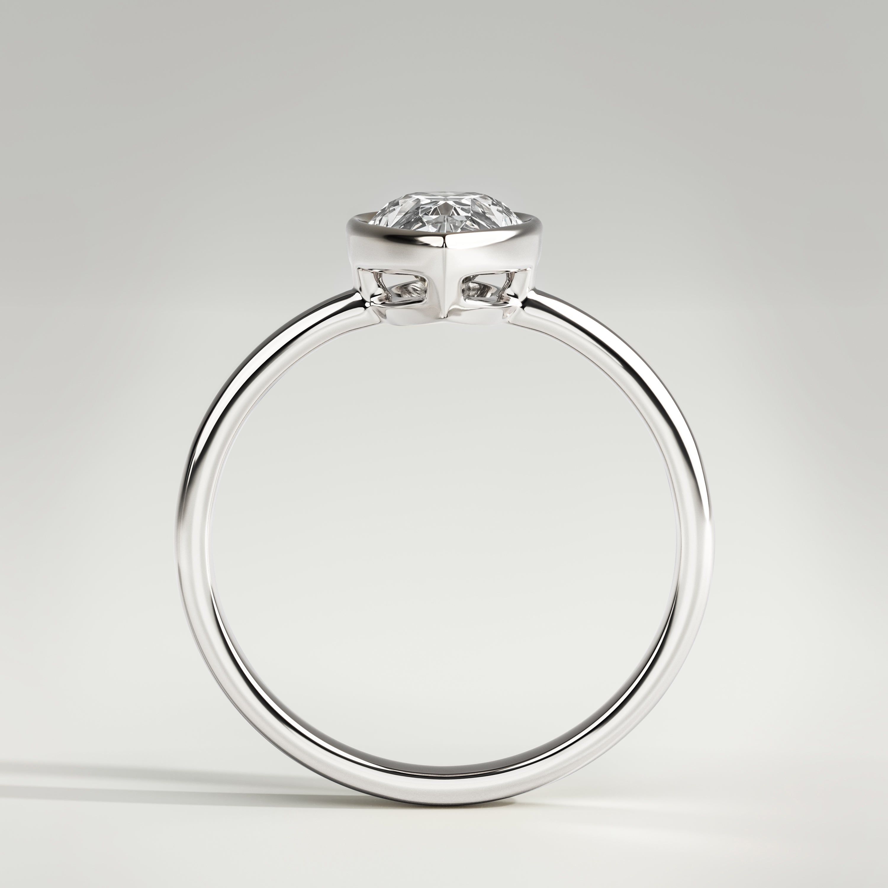 1.5 ct Pear Bezel Ring – 14K White Gold