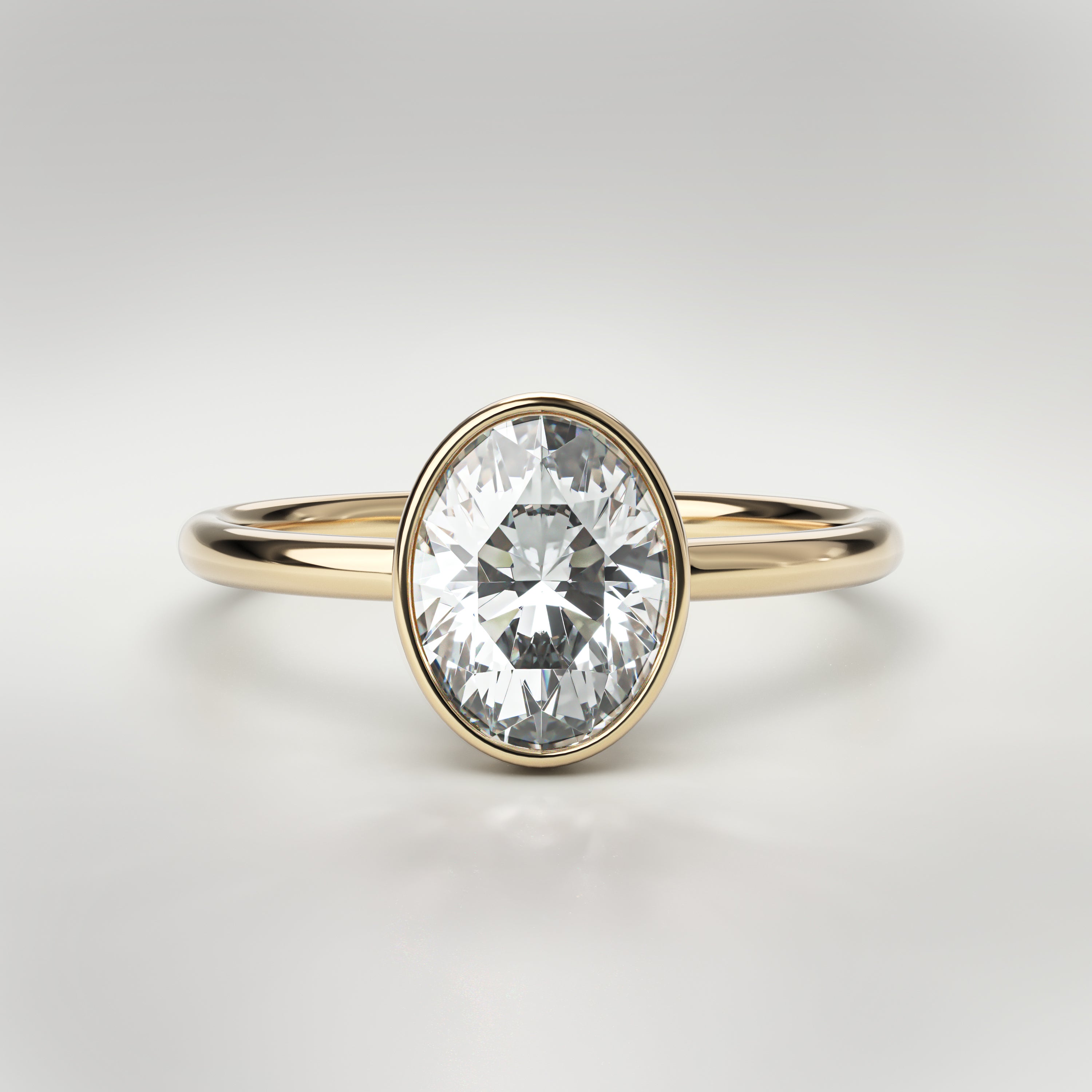 1.5 ct Oval Bezel Ring – 14K Yellow Gold