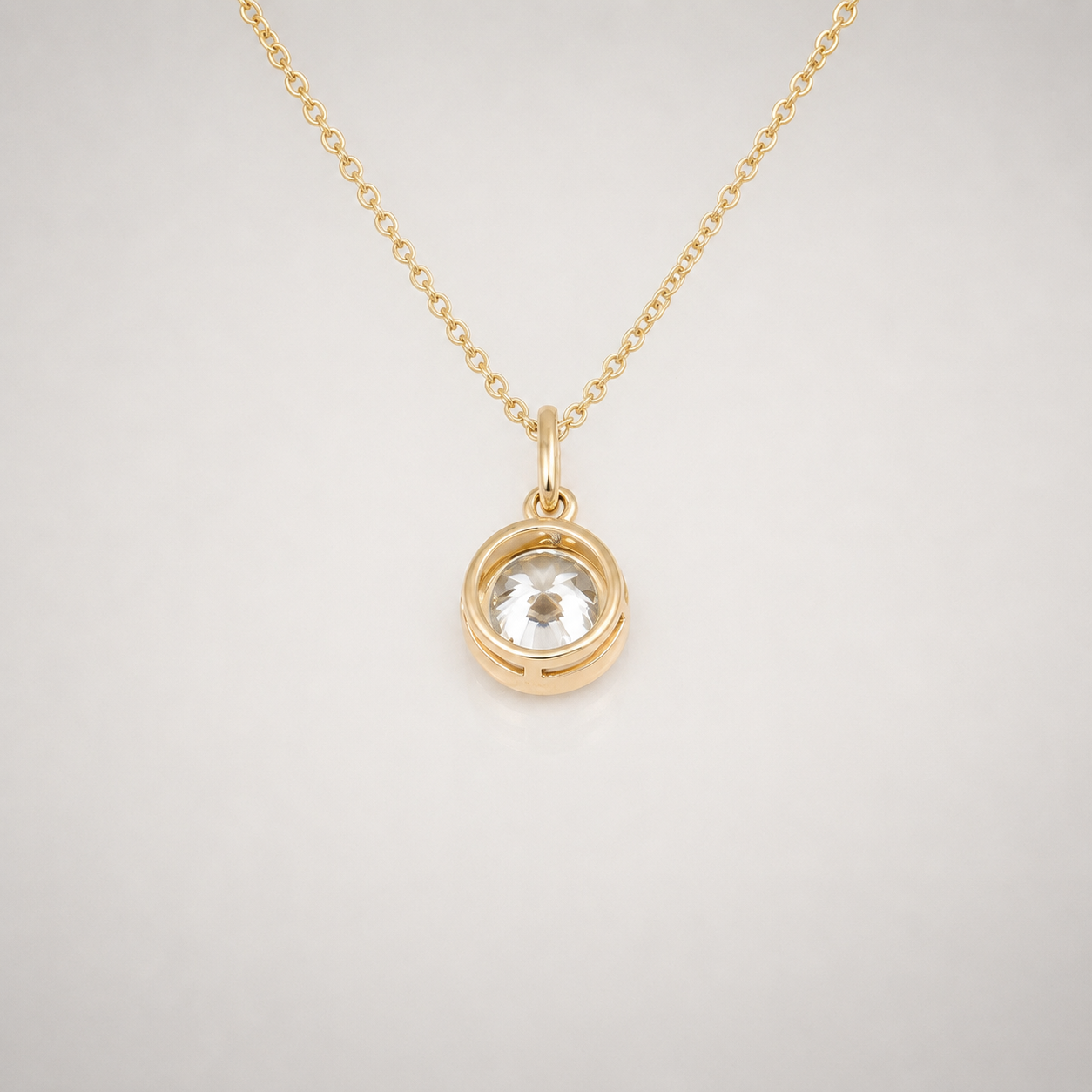 1.0 ct Round Bezel Pendant – 14K Yellow Gold