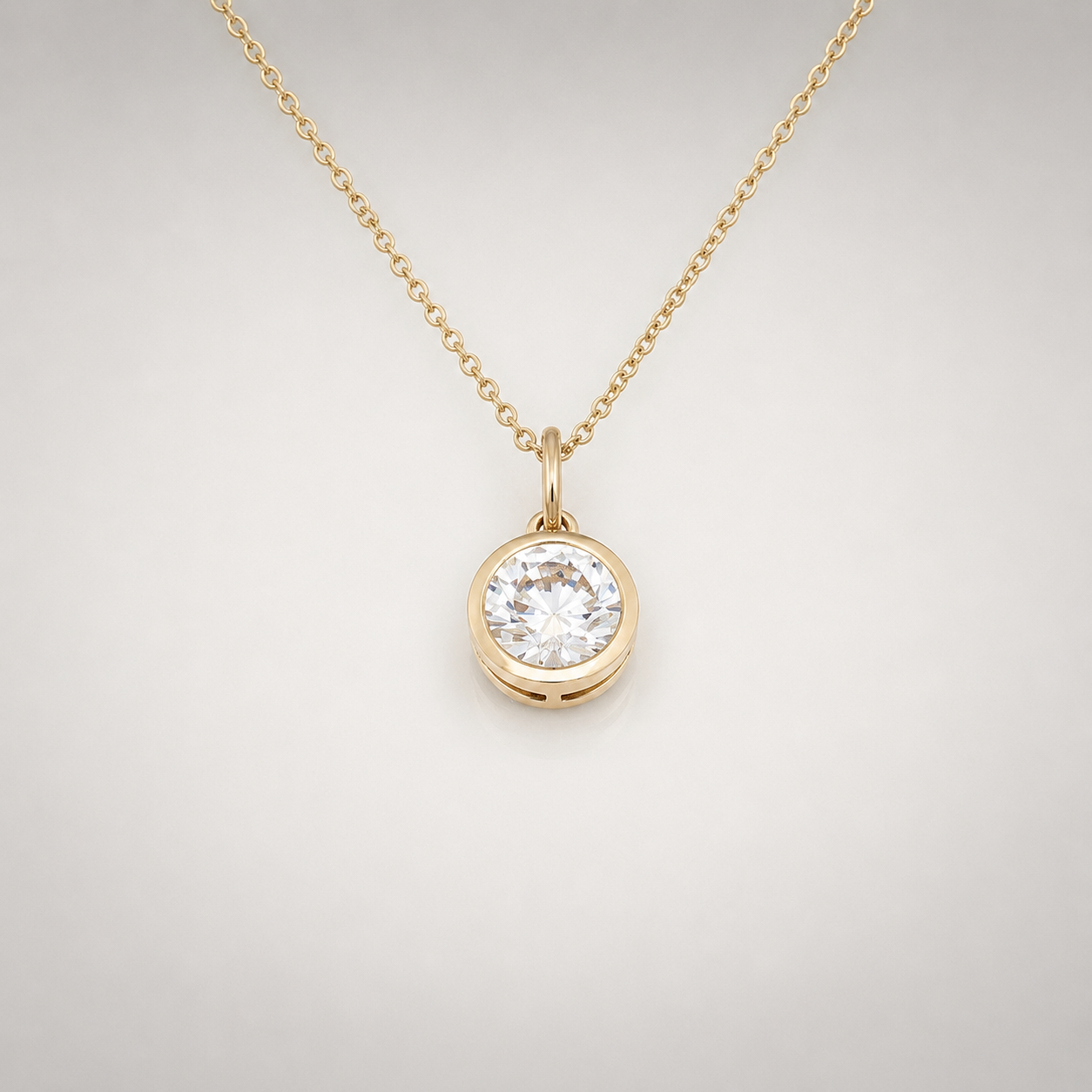 1.0 ct Round Bezel Pendant – 14K Yellow Gold